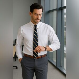 J.Crew Bowery Wrinkle-Free Classic Cut Dress Shirt | White Cotton | NWT L #2401